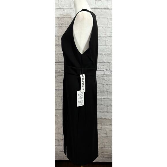 Jay Godfrey Sz 12 Black Sleeveless Phoenix‎ Open Front Lace Midi Slit Dress NWT - Picture 6 of 9